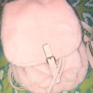 Pink soft fluffy small backpack
